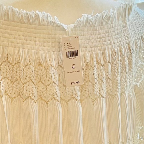 NWT Anthropologie Deletta Riley Long Sleeve Off-shoulder Crochet Lace Smock Top - Picture 10 of 14